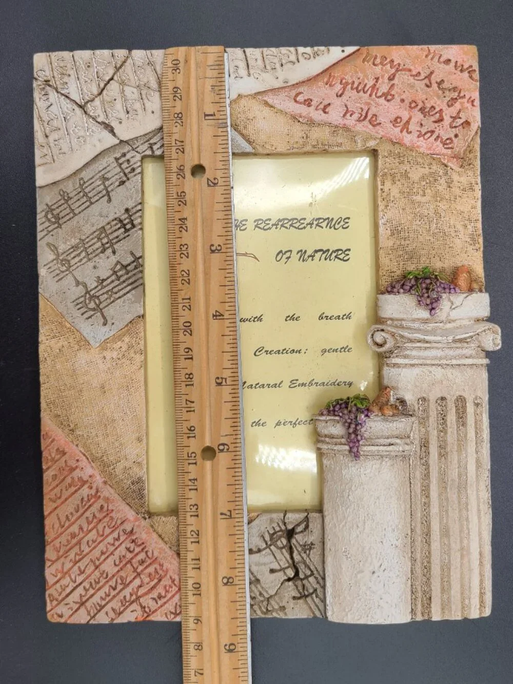 Vtg Wangs International Resin Picture Frame Set 3 Tuscan Column Grapes Music
